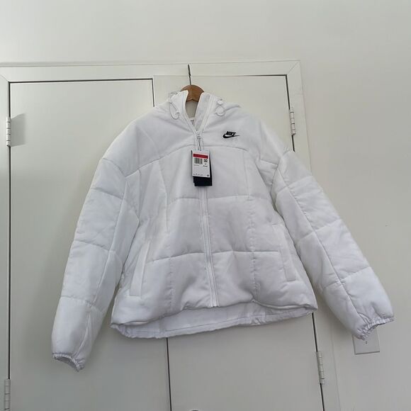 NWT Nike Essential Therma-FIT Hooded Women Puffer Jacket White XL - Picture 5 of 10